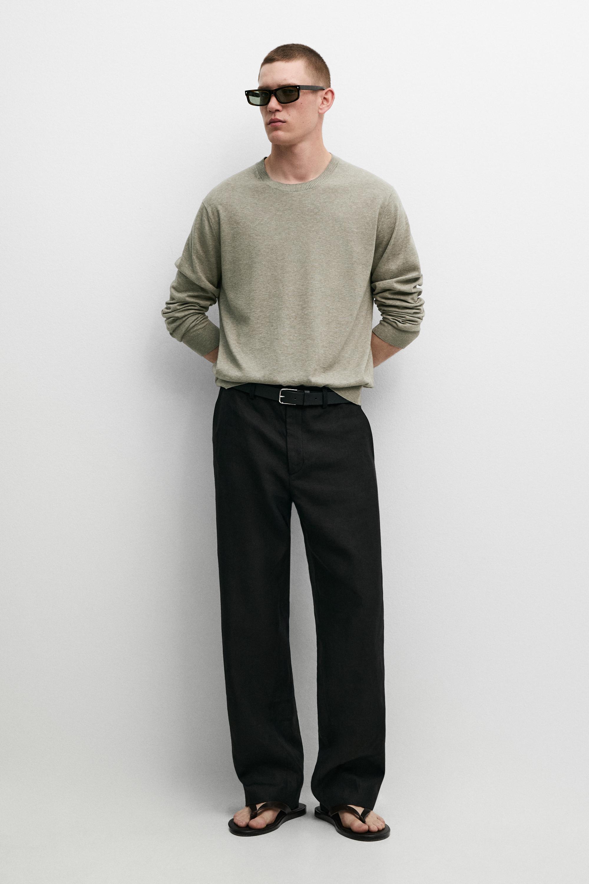 Knit 100% cotton crew neck sweater